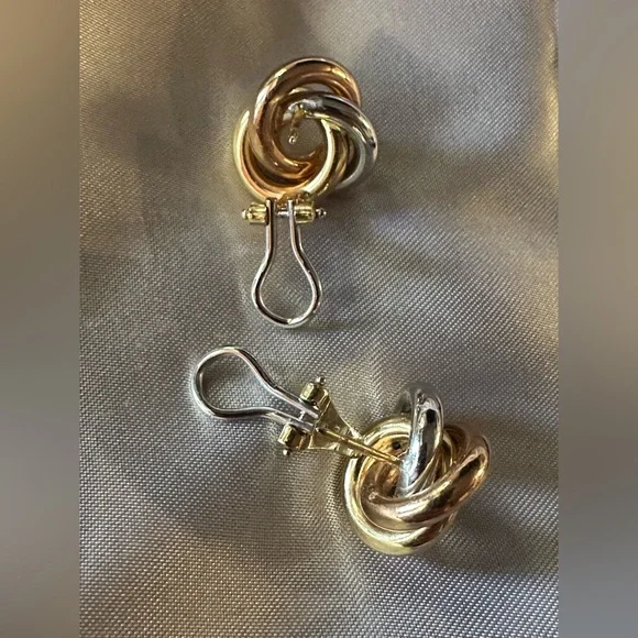 Blue Nile 14K tri-color Italian gold earrings - Picture 5 of 10